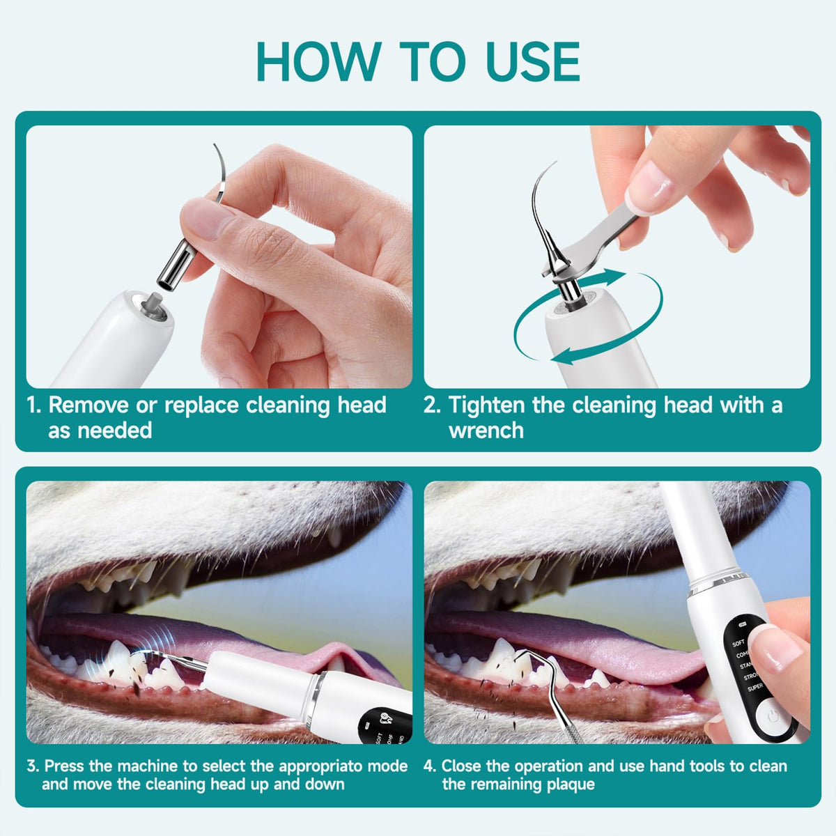 White Dog Teeth Cleaning Kit with LED Light D569376