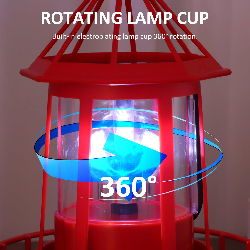 Solar Lighthouse Rotating Beacon Light Red Iron G604540