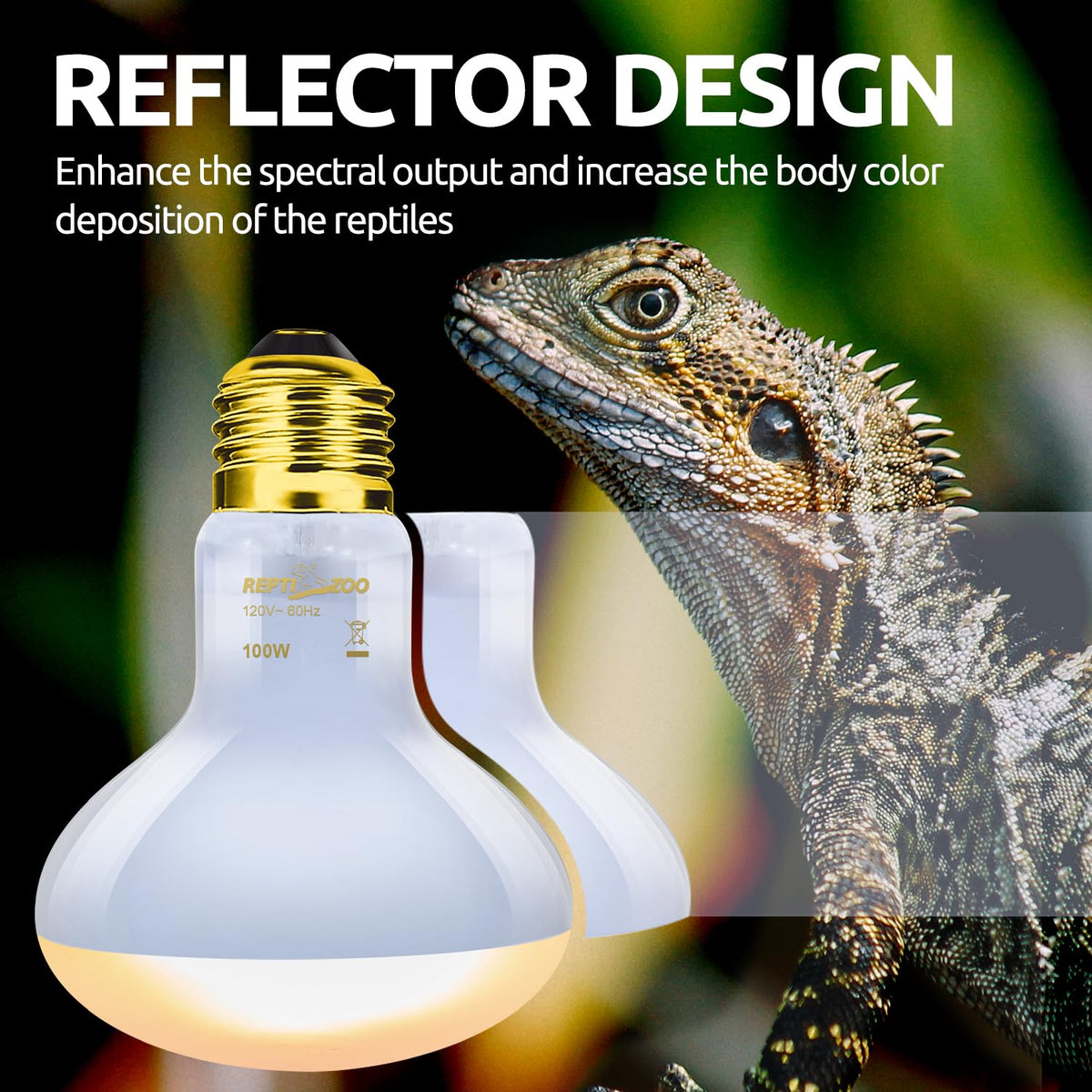 Dual Reptile Light Fixture & 100W Basking Spot Light with 26W UVA UVB Bulb Combo Pack I58502