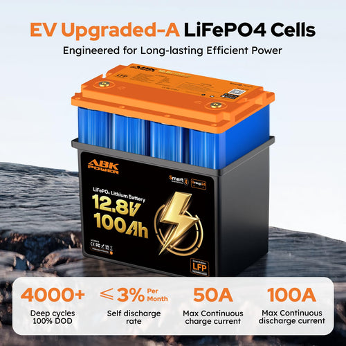12V 100Ah LiFePO4 Lithium Battery with Bluetooth Monitoring & Low-Temp Protection D822