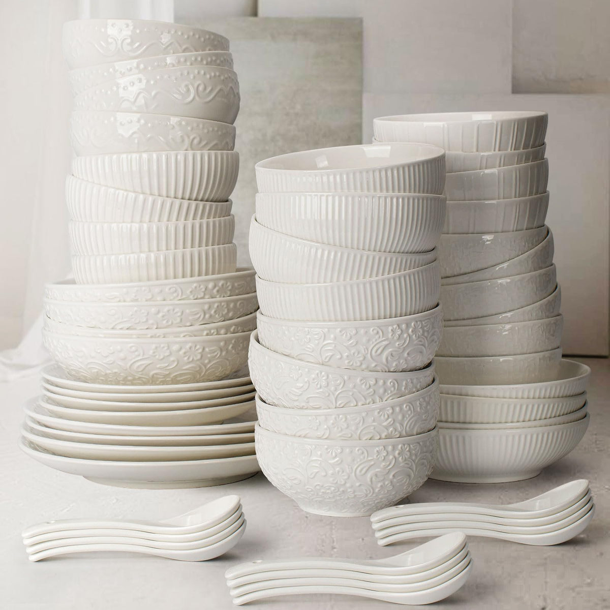 White 26 oz Ceramic Soup Bowls Set of 4 T1507