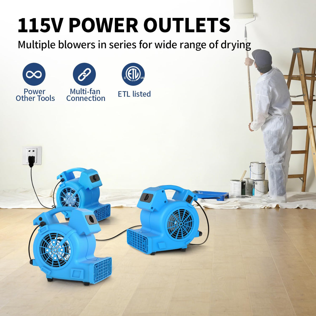 600 CFM Portable Air Mover Blower Fan with 3 Speeds F984