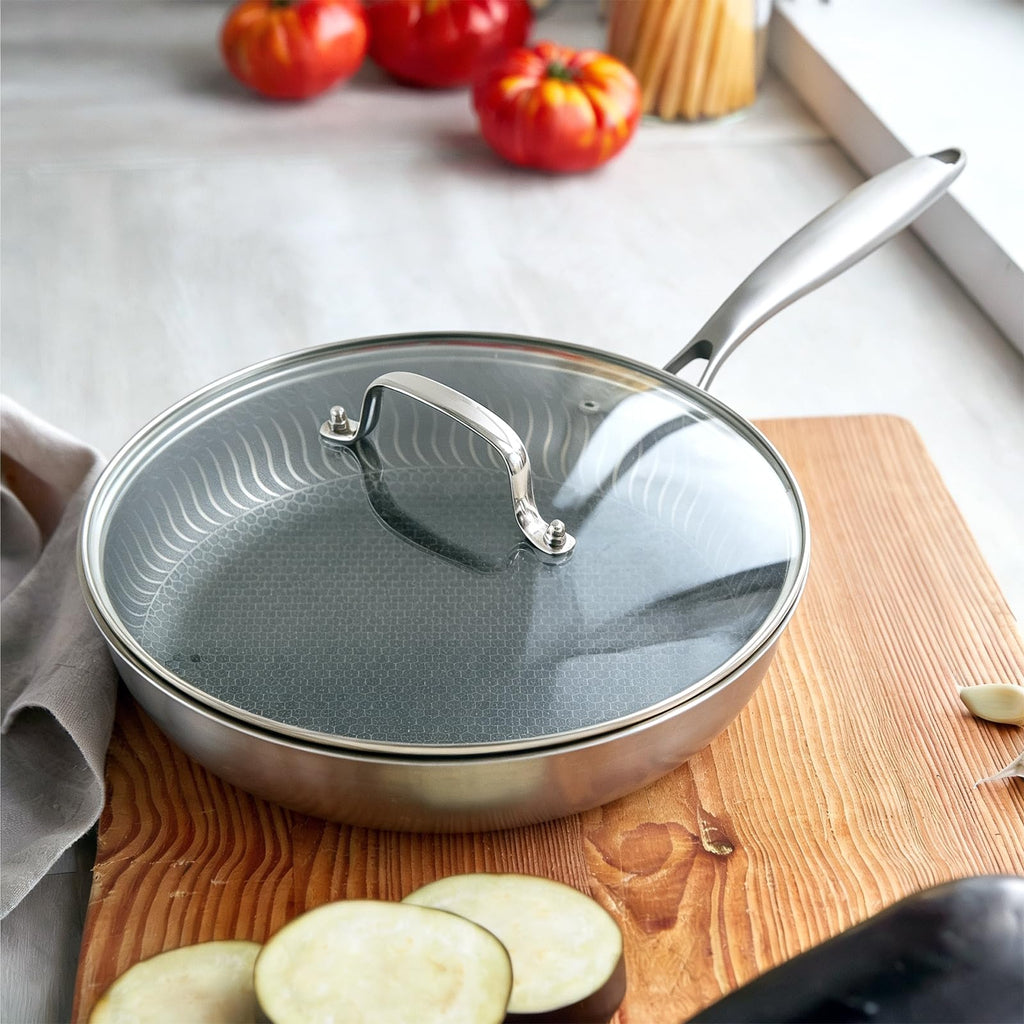 11 IN Glass Lid with Stainless Steel Handle J702