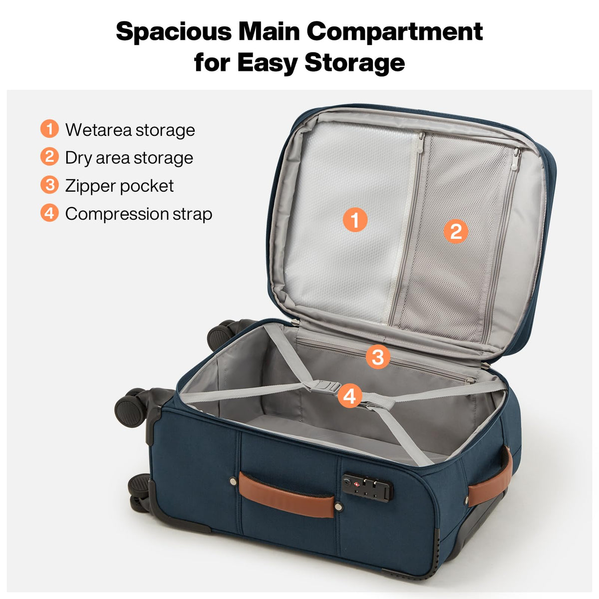 20 Inch Expandable Softside Carry On Luggage with Front Pocket P243