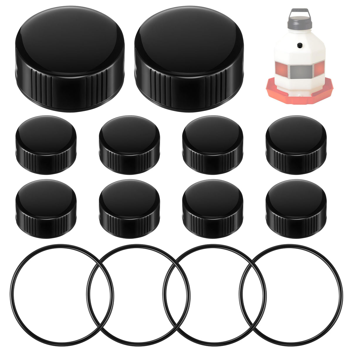 10 Replacement Cap 4 O Ring Black Poultry Waterer Part Q1859