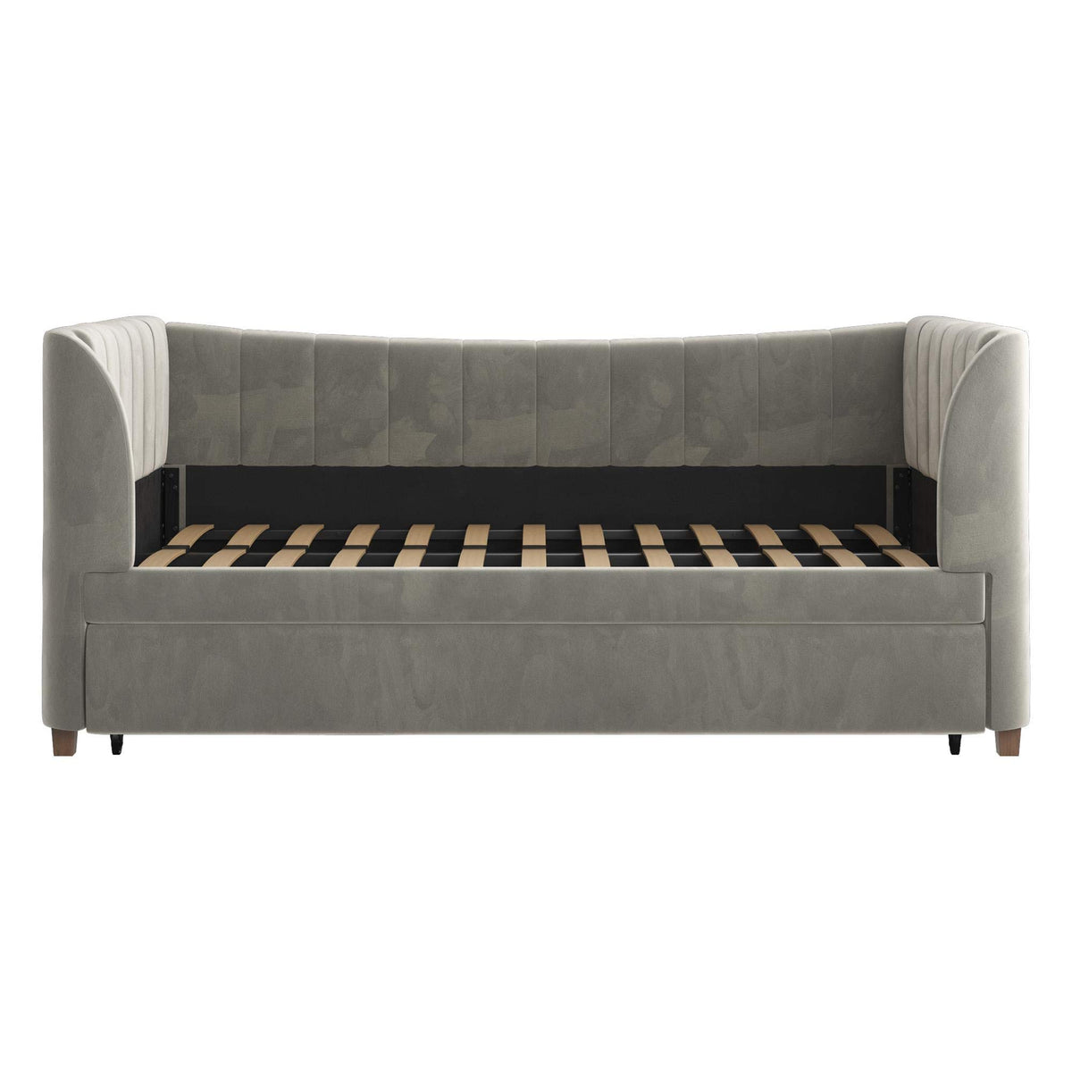 Gray Velvet Twin Upholstered Daybed with Trundle X62079