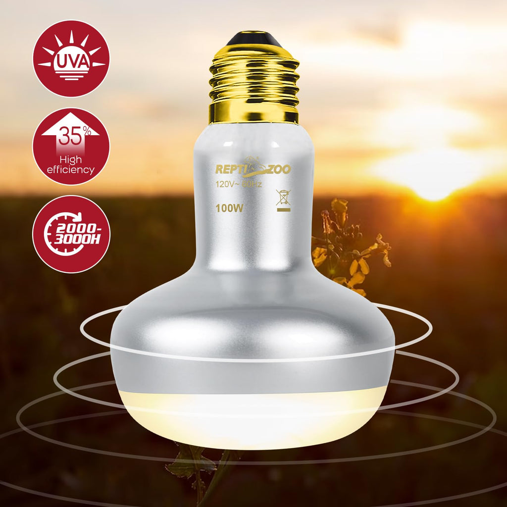 Dual Reptile Light Fixture & 100W Basking Spot Light with 26W UVA UVB Bulb Combo Pack I58502