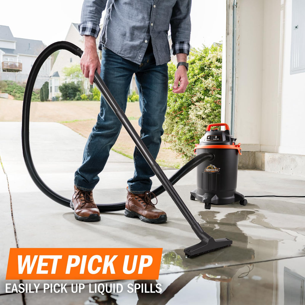 4 Gallon Wet/Dry Vac 2.0 Peak HP Shop Vacuum with Nozzles & Brush J7882