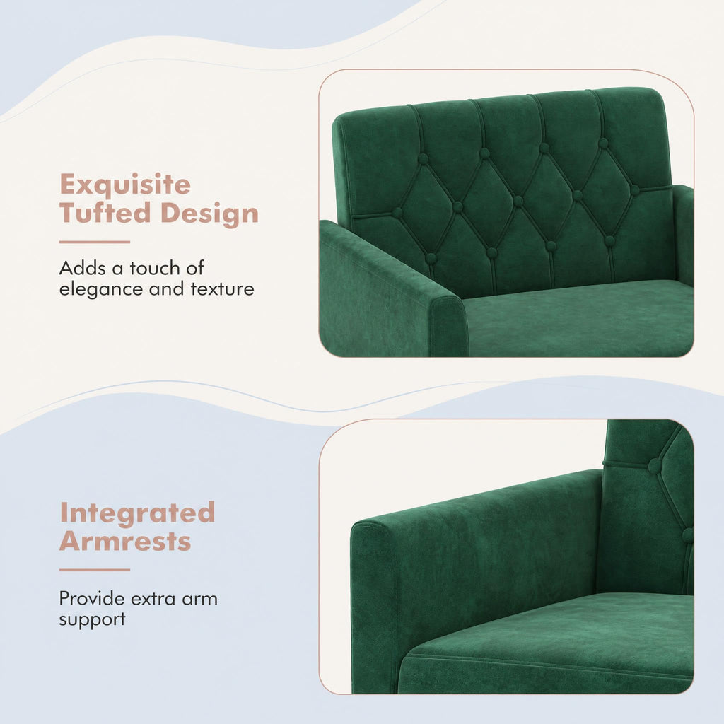Green Velvet Accent Chairs Set of 2 A642