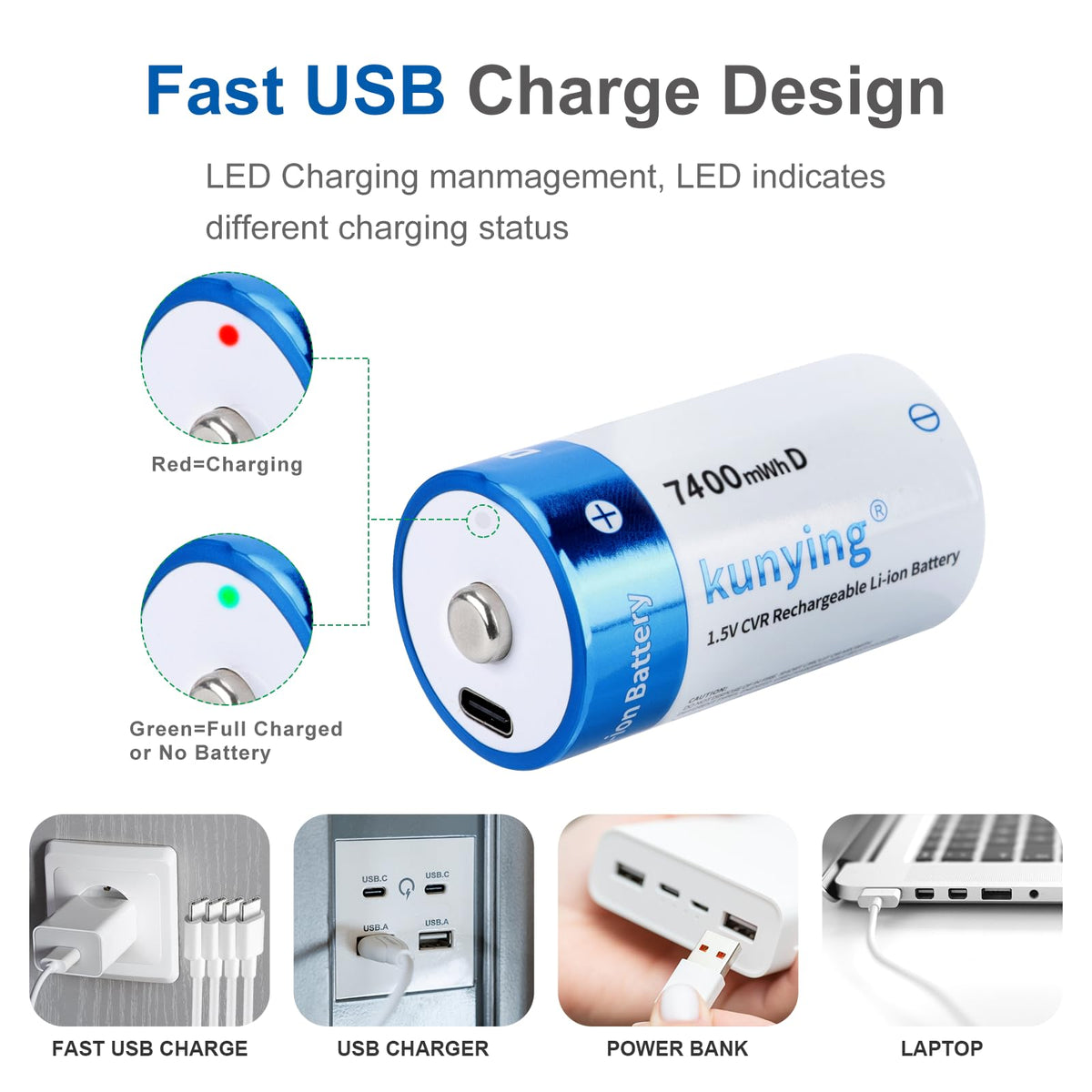 8 Pack Rechargeable Lithium D Cell Batteries E54961