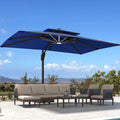10' X 13' Patio Cantilever Umbrella with Base and LED Lights U41219
