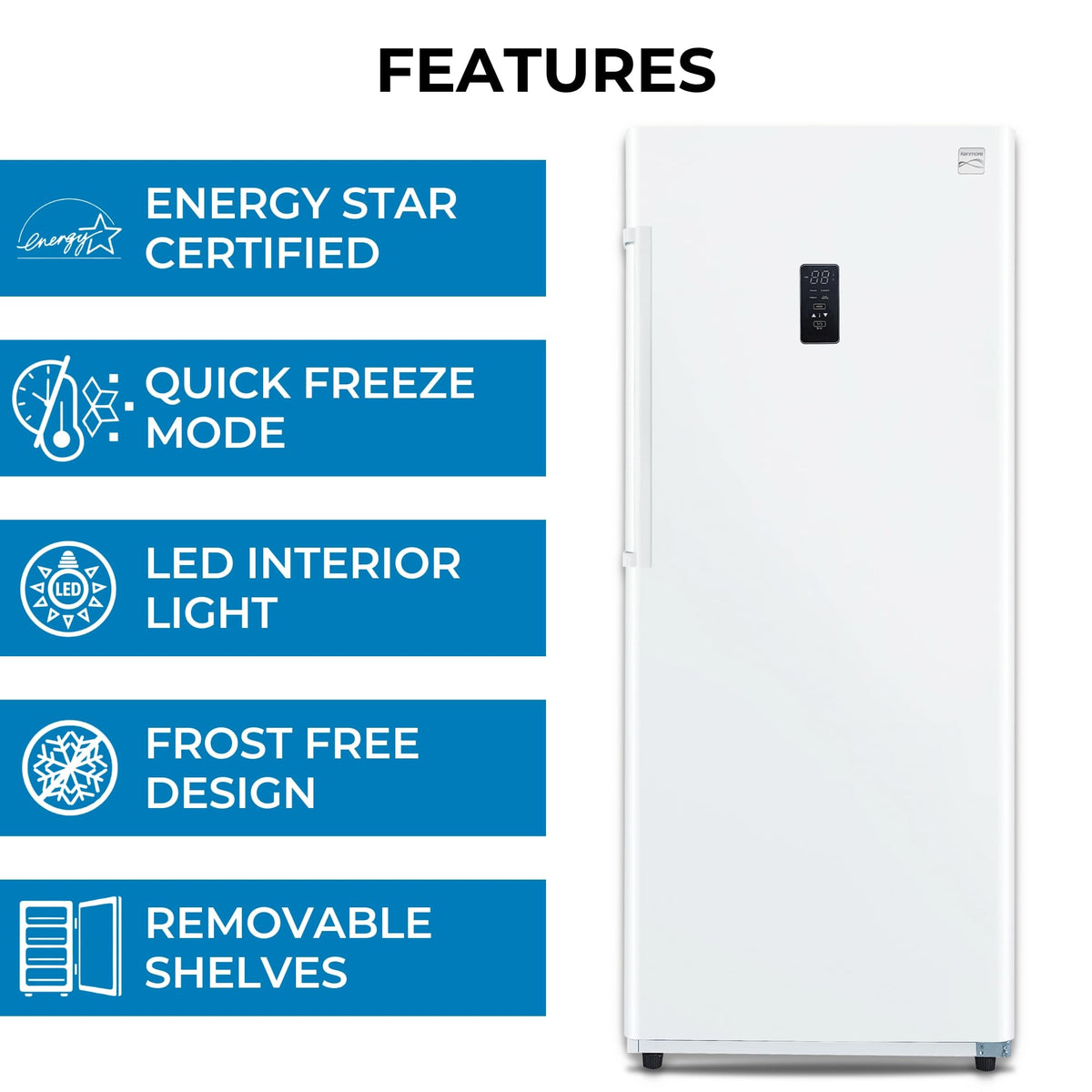 17.0 Cubic Feet Upright Freezer Convertible Refrigerator, White F921260