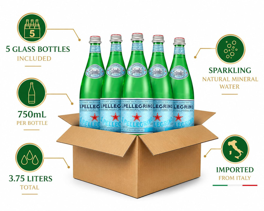 Sparkling Natural Mineral Water 750 mL Glass Bottles 5 Pack I934842