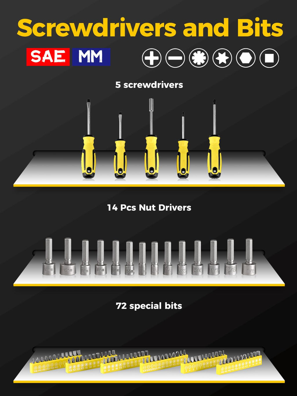 203-Piece SAE/Metric Mechanics Tool Set V618534