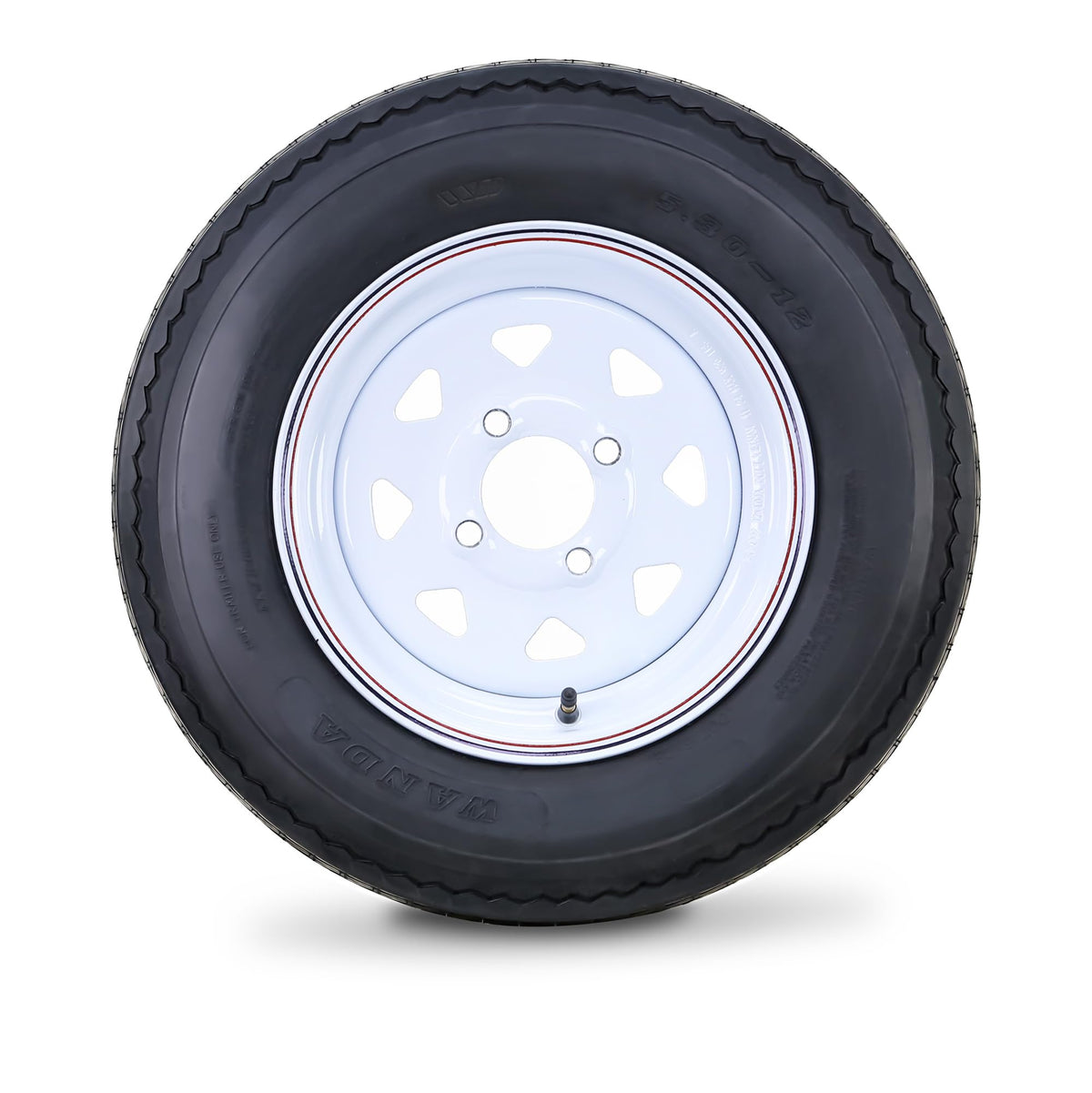 5.30-12 Trailer Tire & Wheel 6-Ply White Spoke Rim J3101