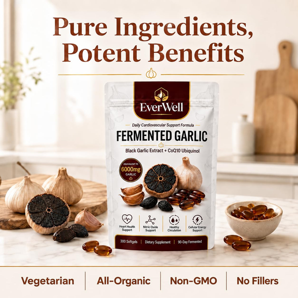 Black Garlic CoQ10 Softgels, 300 Softgels G8392