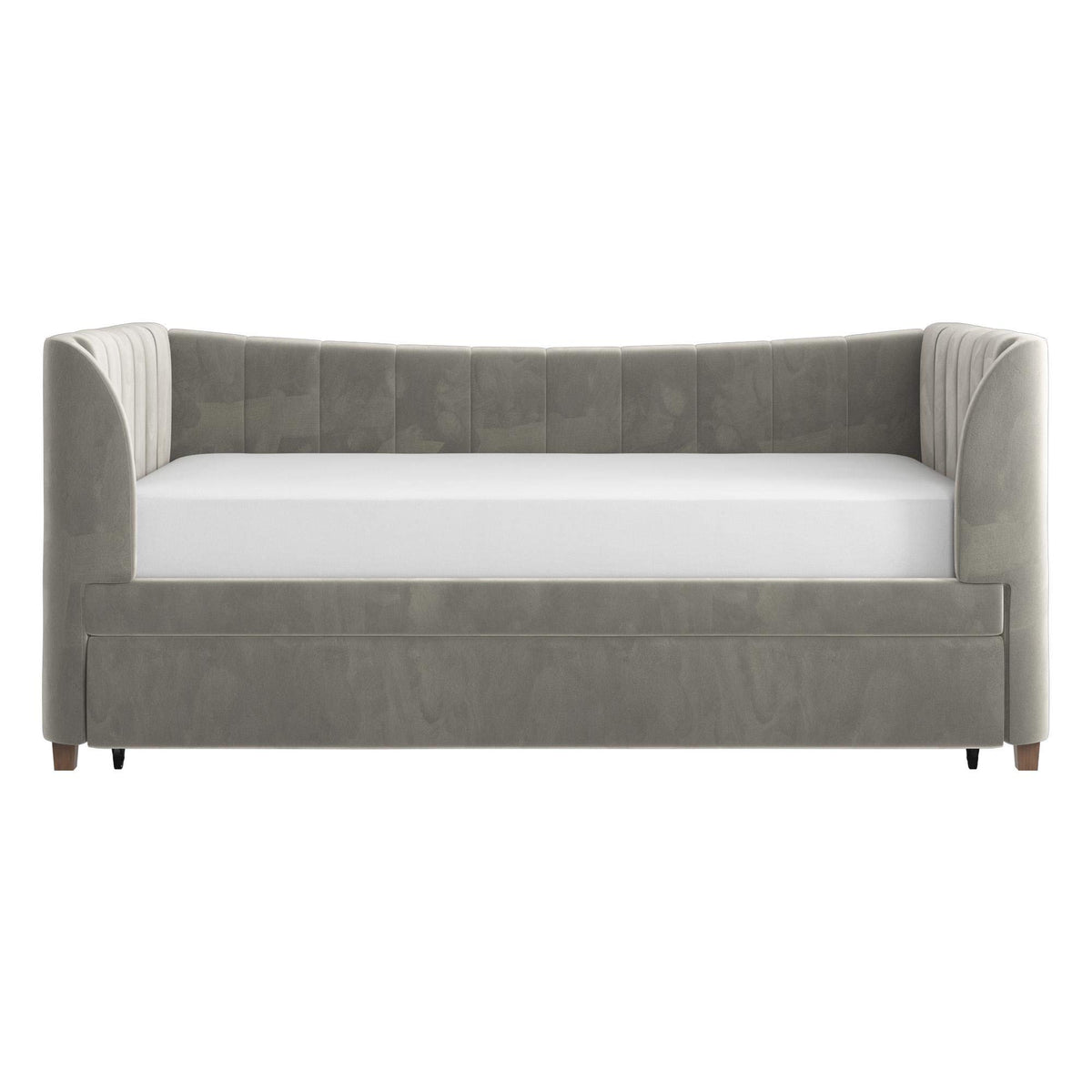 Gray Velvet Twin Upholstered Daybed with Trundle X62079