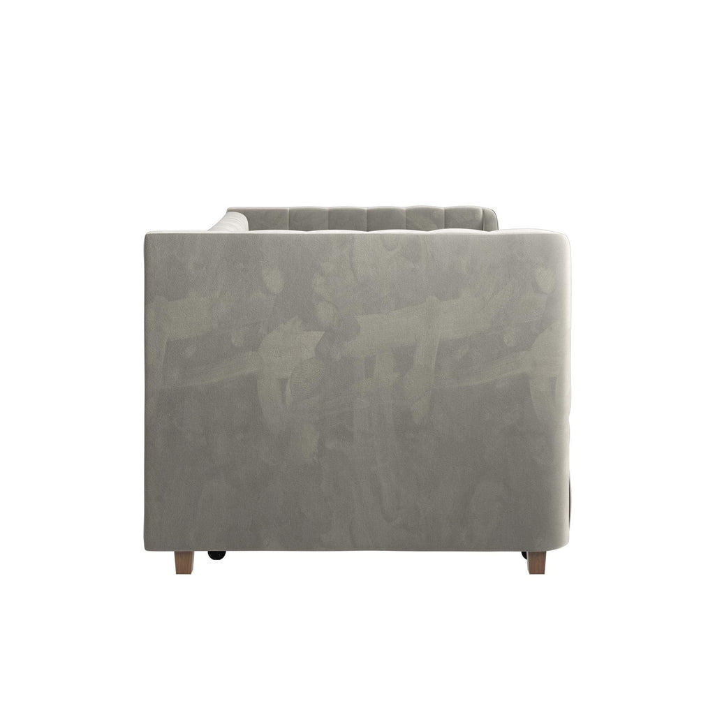 Gray Velvet Twin Upholstered Daybed with Trundle X62079
