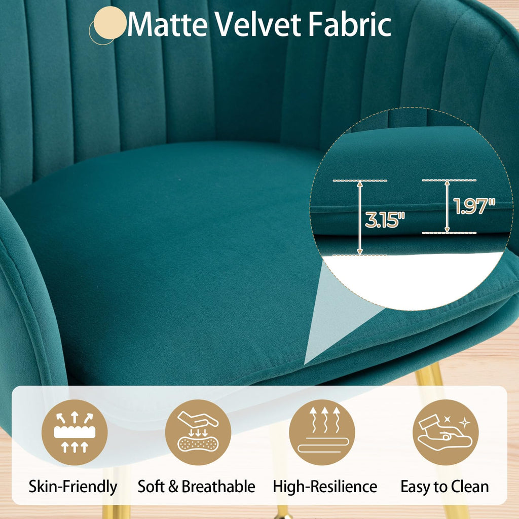Velvet Accent Arm Chairs Set of 2 with Golden Legs I509153