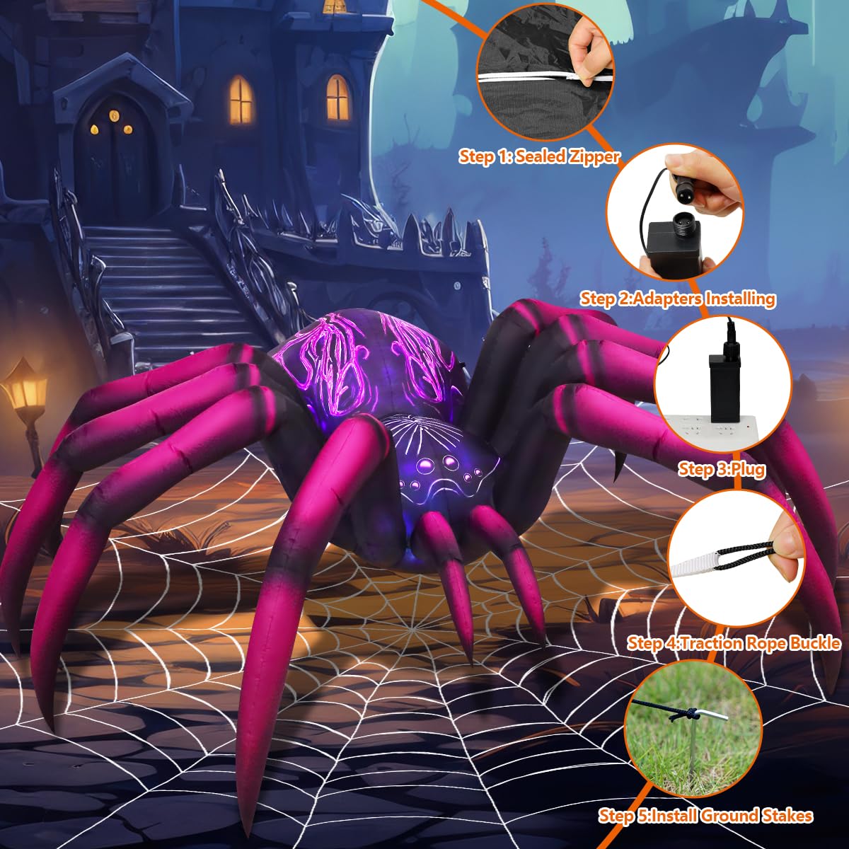 9 FT Halloween Inflatables with Built-in LEDs F96801