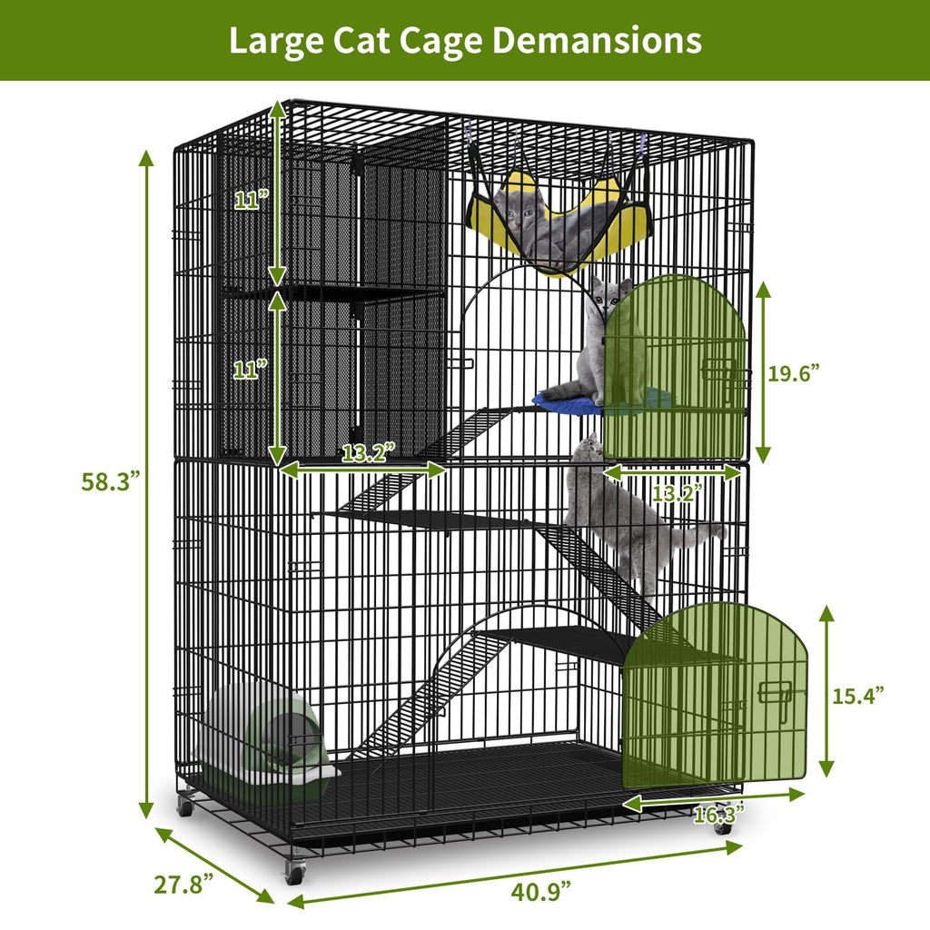 4-Tier Metal Cat Cage with Storage Cube M3139