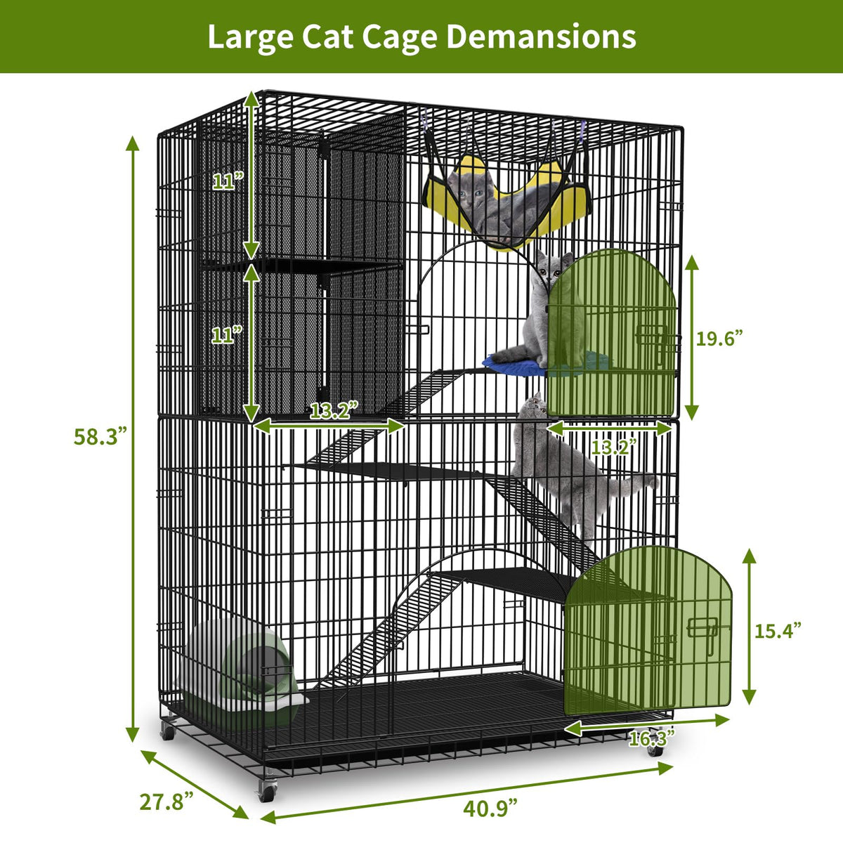 4-Tier Metal Cat Cage with Storage Cube M3139