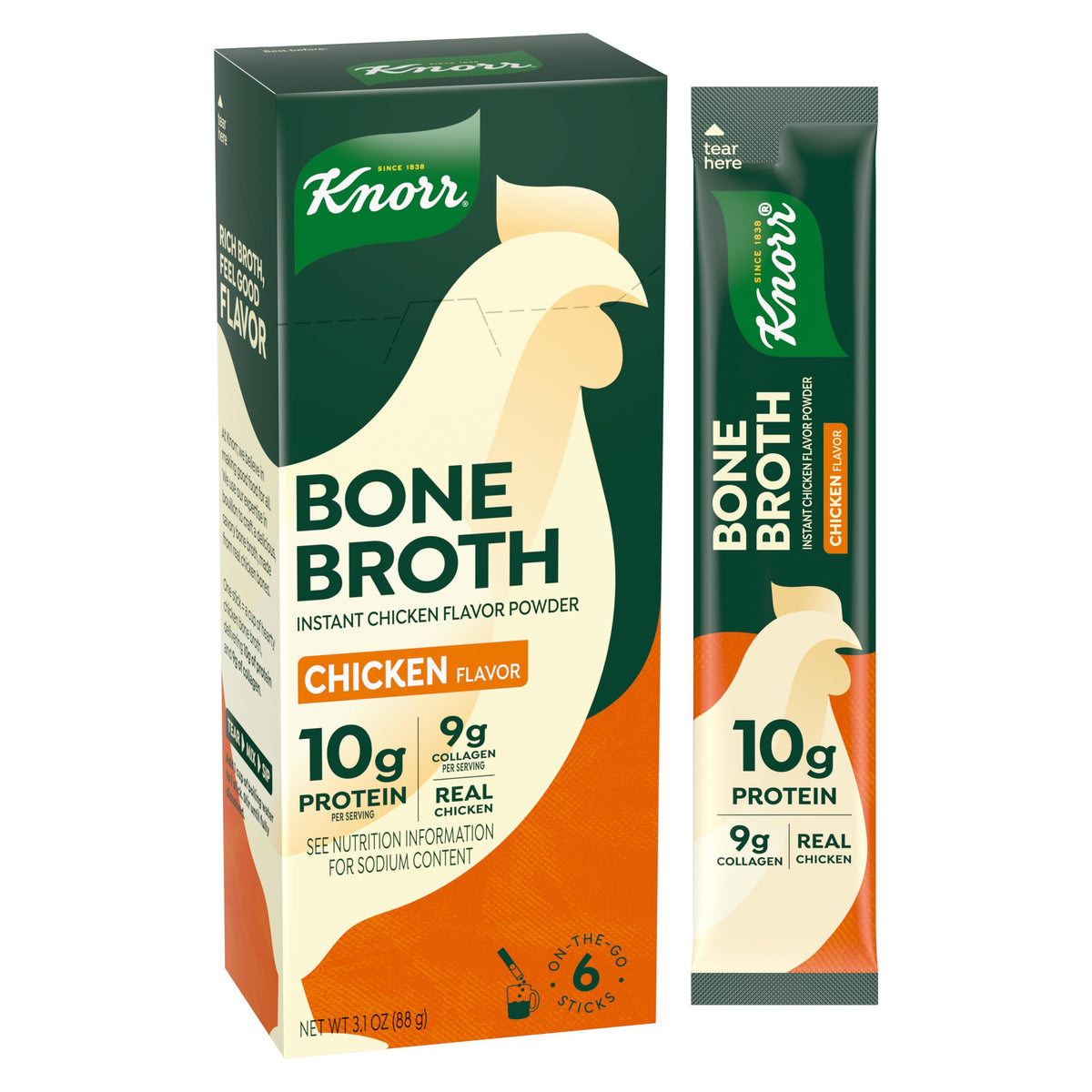Chicken Bone Broth Instant Powder Mix Packets, 6 Count S48513