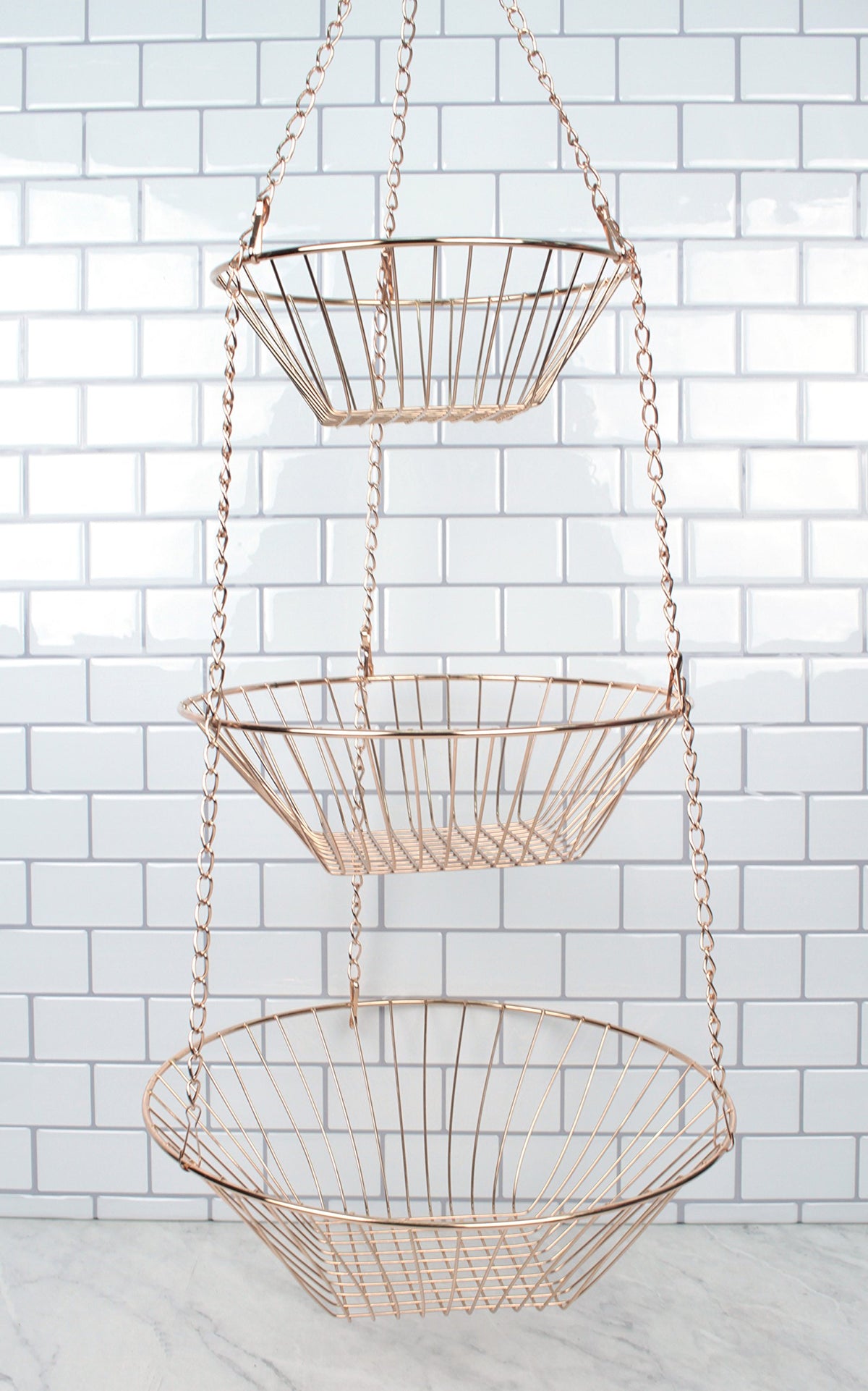 3-Tier Copper Wire Hanging Baskets W282