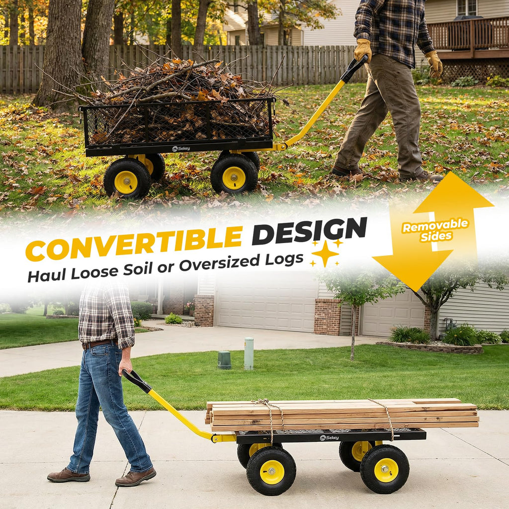Steel Garden Cart 1000 lb Capacity Removable Sides H502371