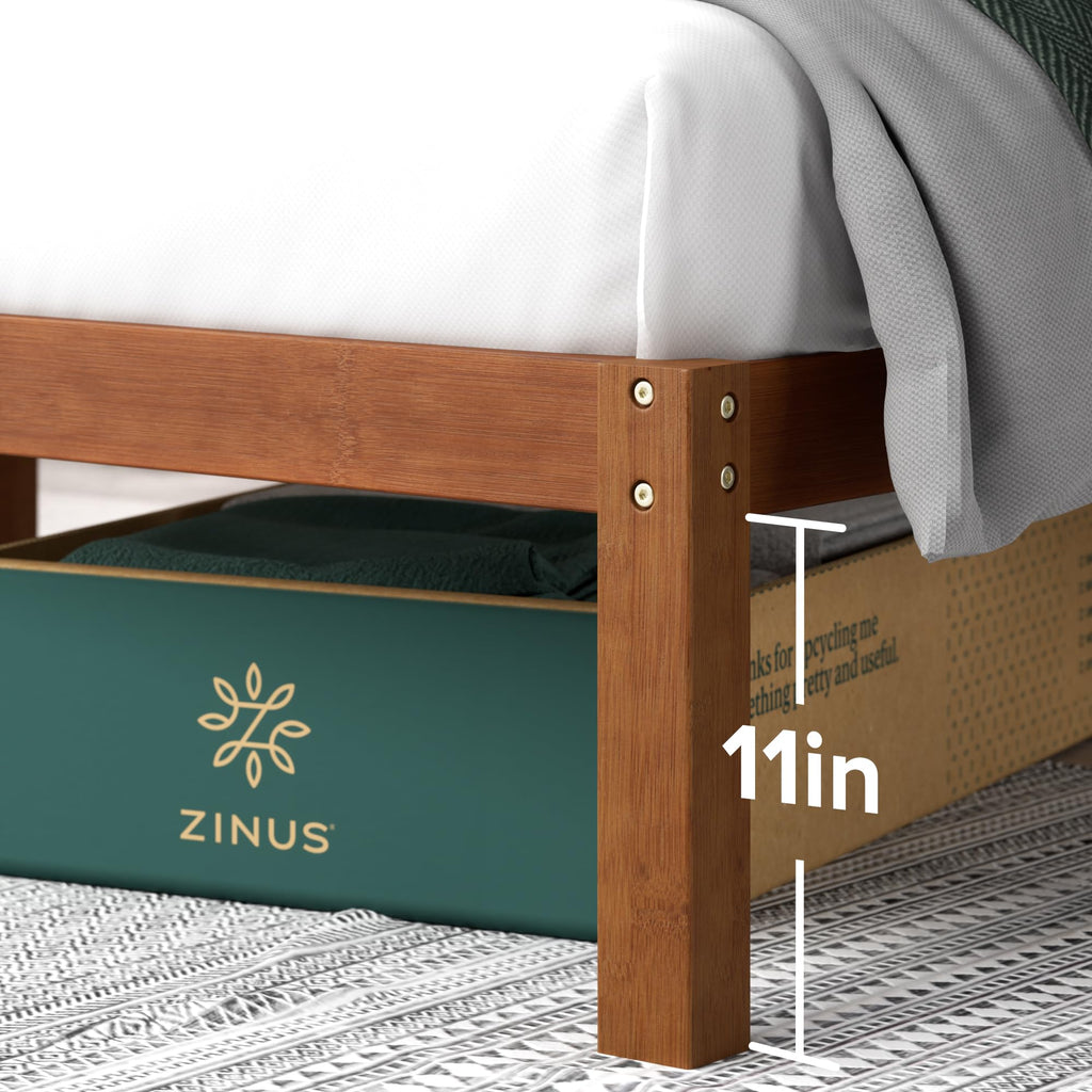 Twin Bamboo Platform Bed Frame with Headboard J758