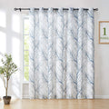 Linen Blue White Semi Sheer Curtains 84 Inch 1 Panel E439880