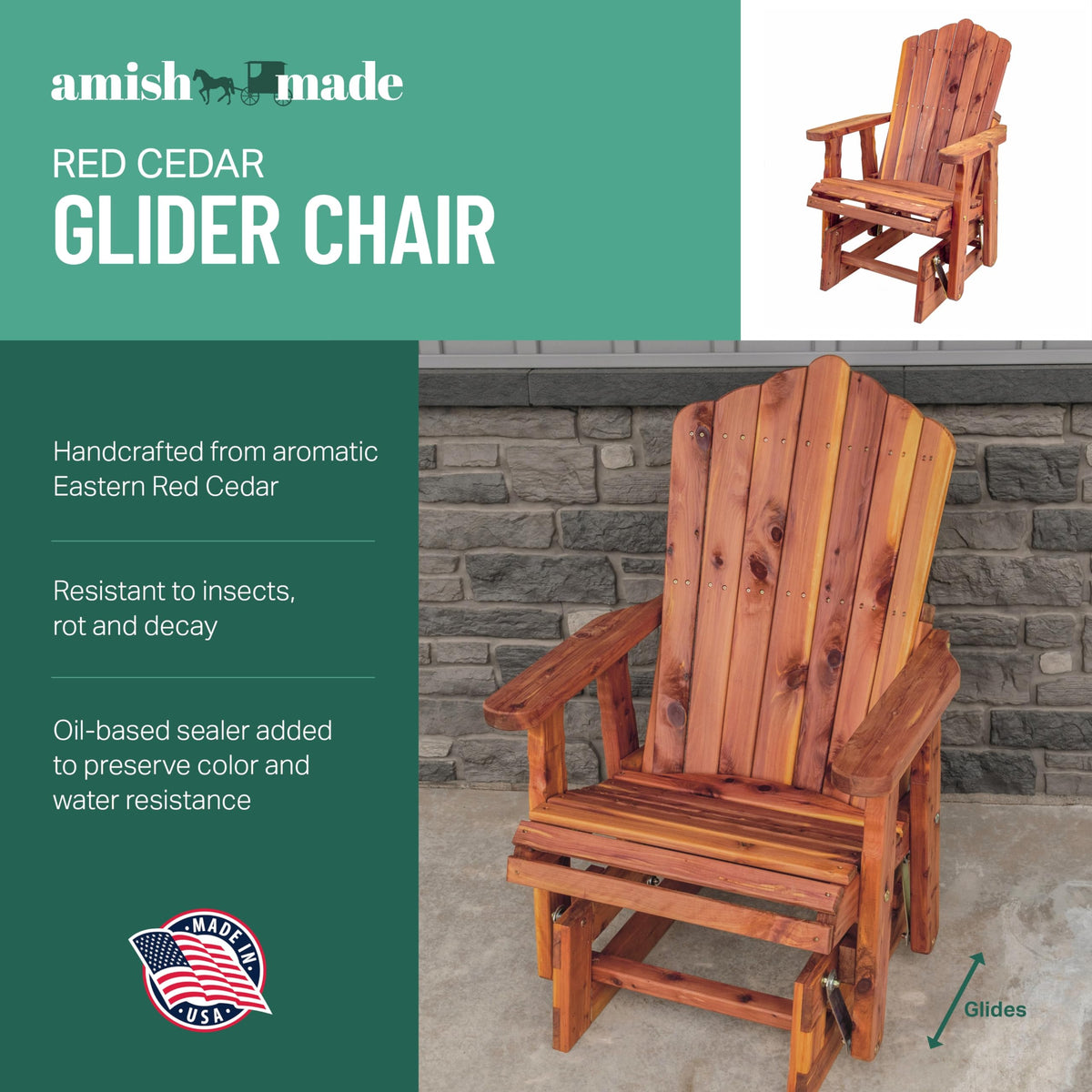 Cedar Adirondack Glider Y53687