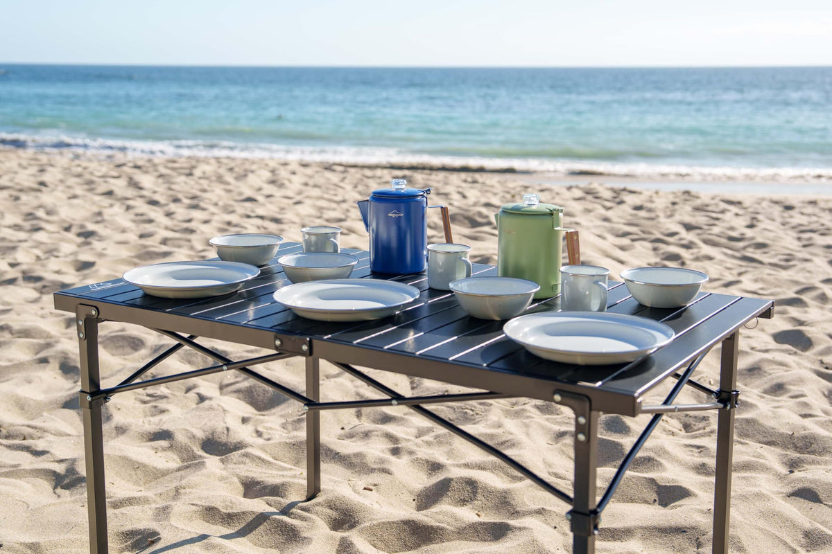 Heavy-Duty Roll-Top Aluminum-Top Folding Table D44952