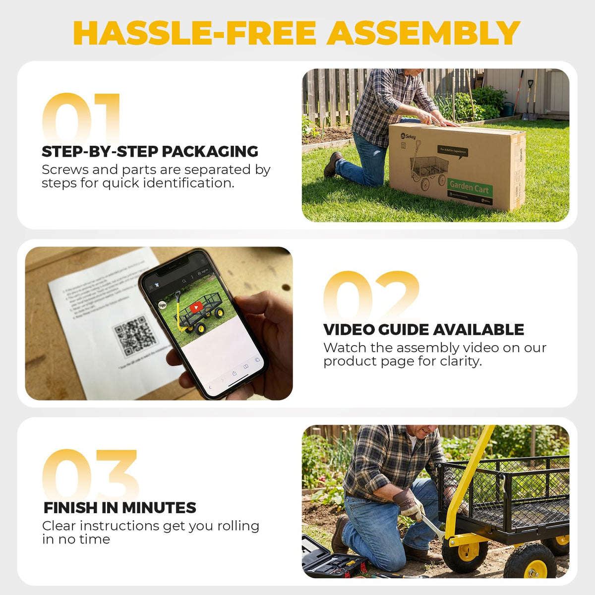 Steel Garden Cart 1000 lb Capacity Removable Sides H502371