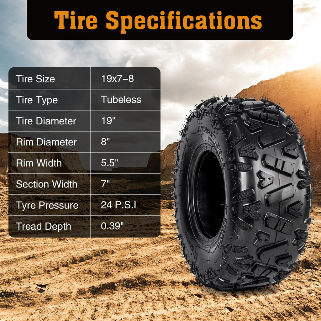 19x7-8 All-Terrain ATV UTV Tires 2 PCS O437
