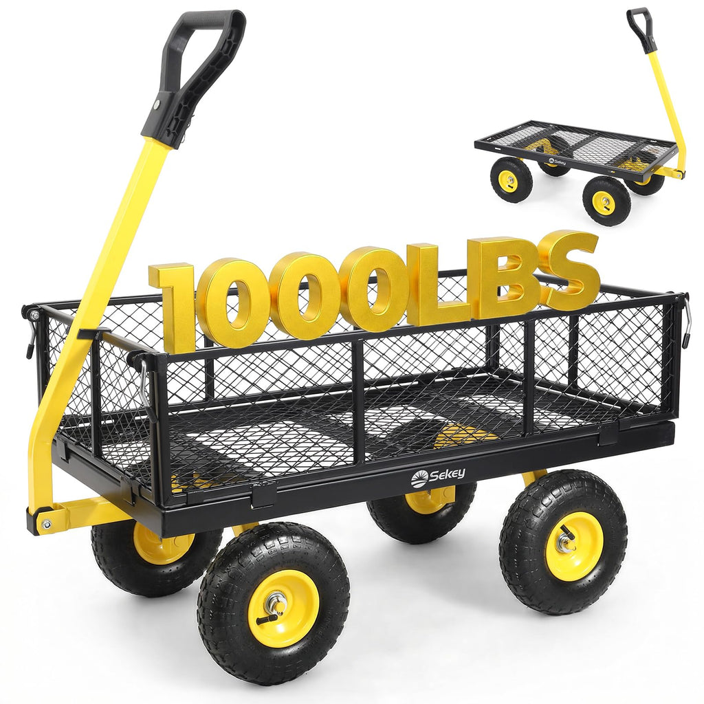 Steel Garden Cart 1000 lb Capacity Removable Sides H502371