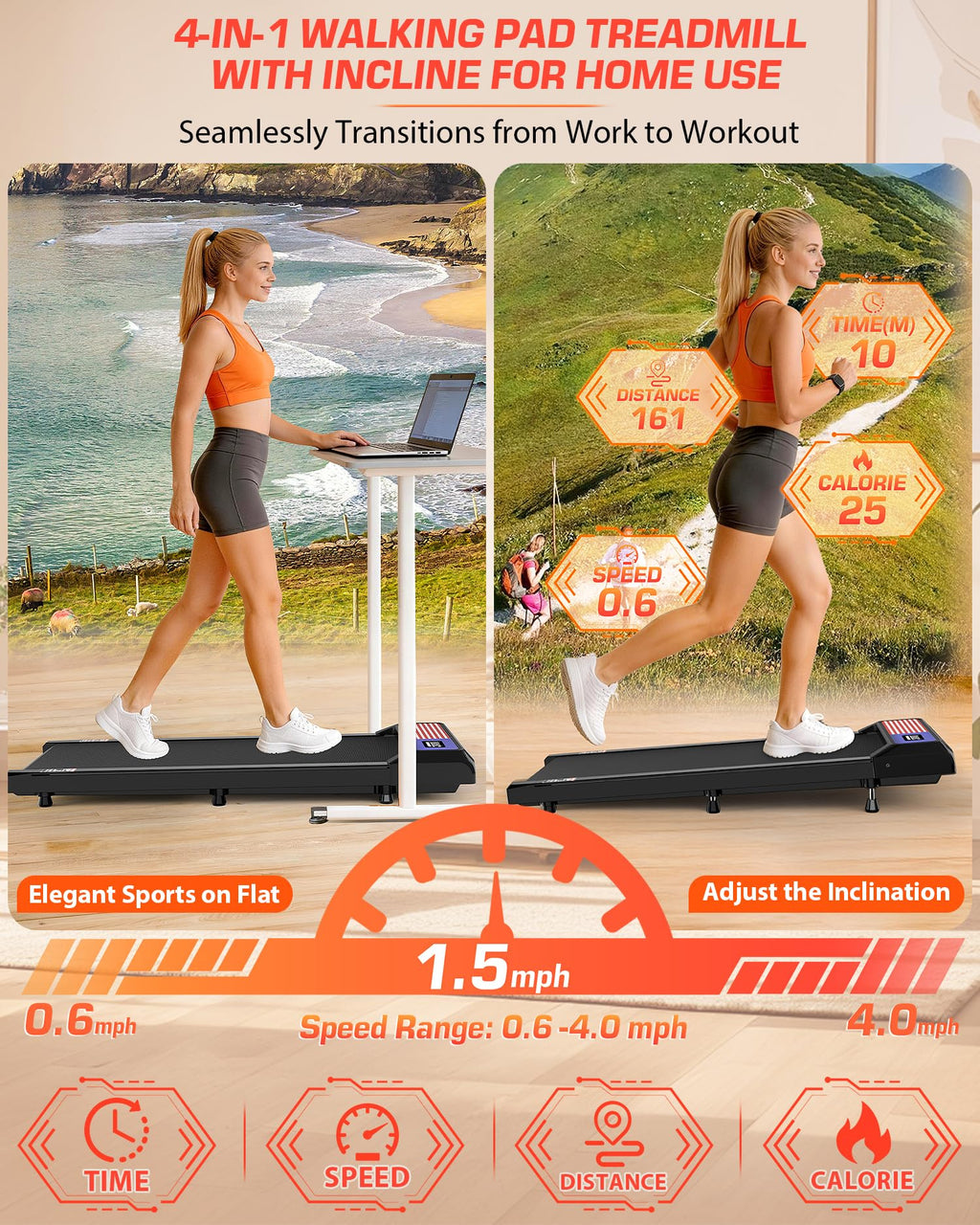 Incline Under Desk Treadmill H7911