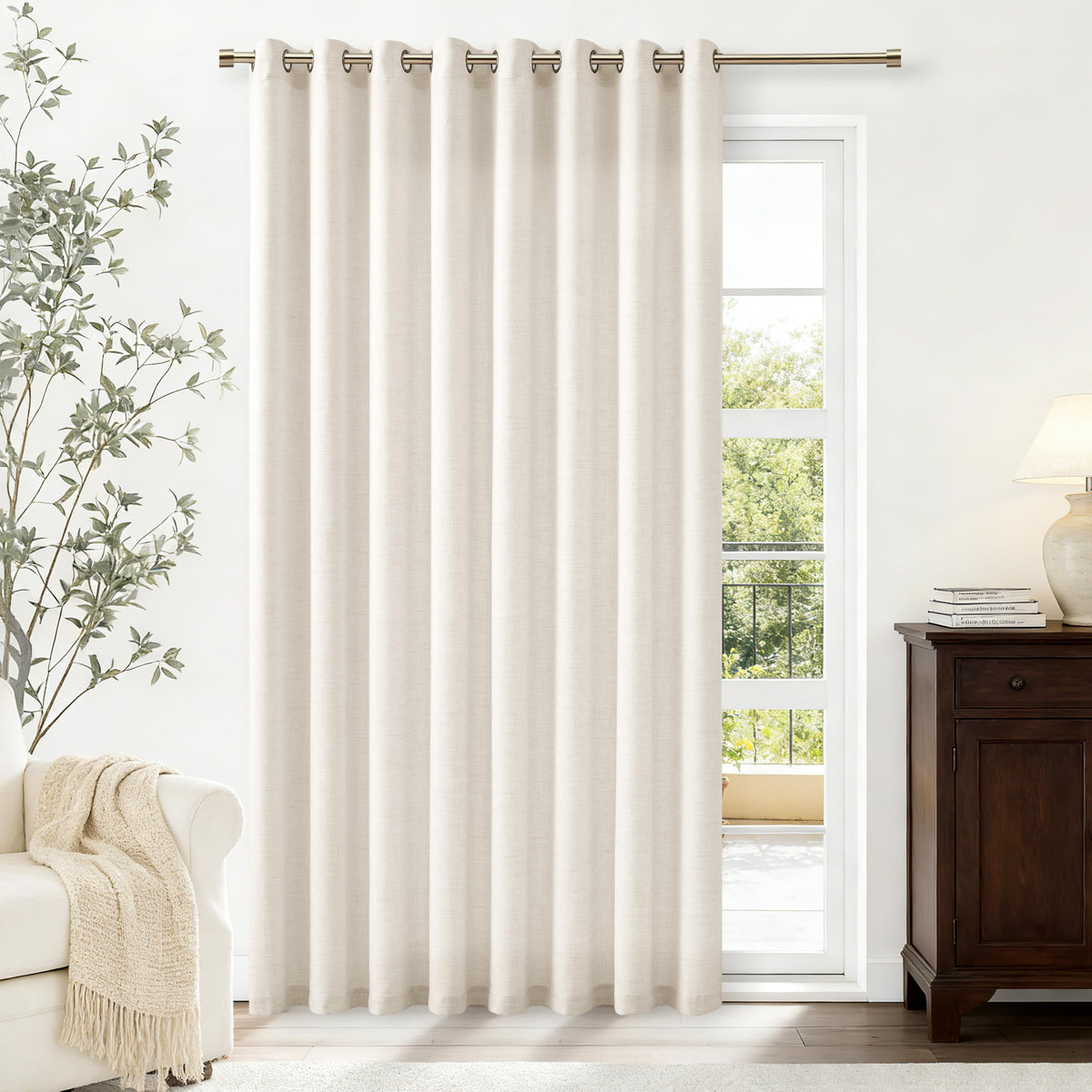 Linen 100 Inch Wide 84 Inch Length Ivory Curtains O4587