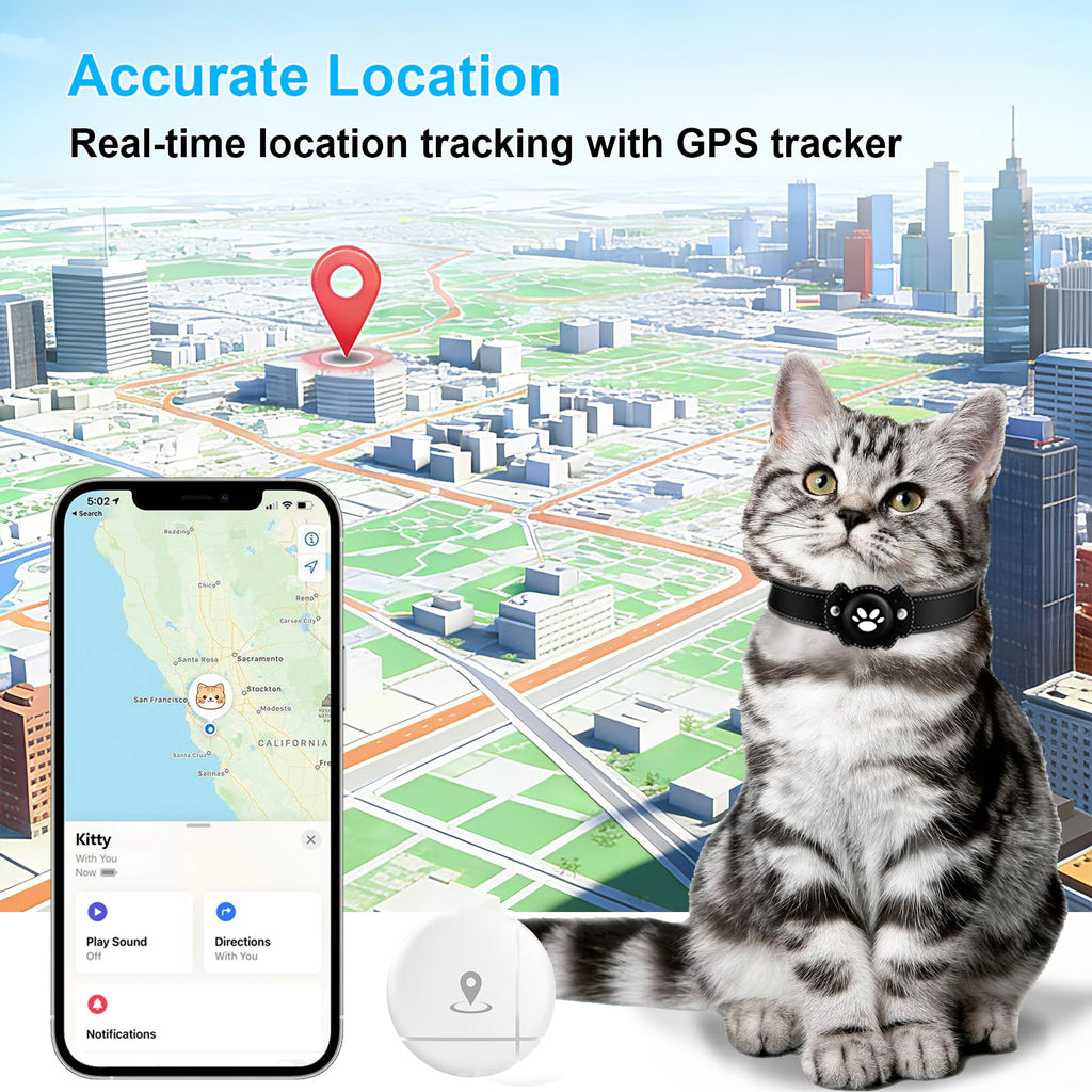 GPS Cat Collar Tracker, Waterproof, Black U764967