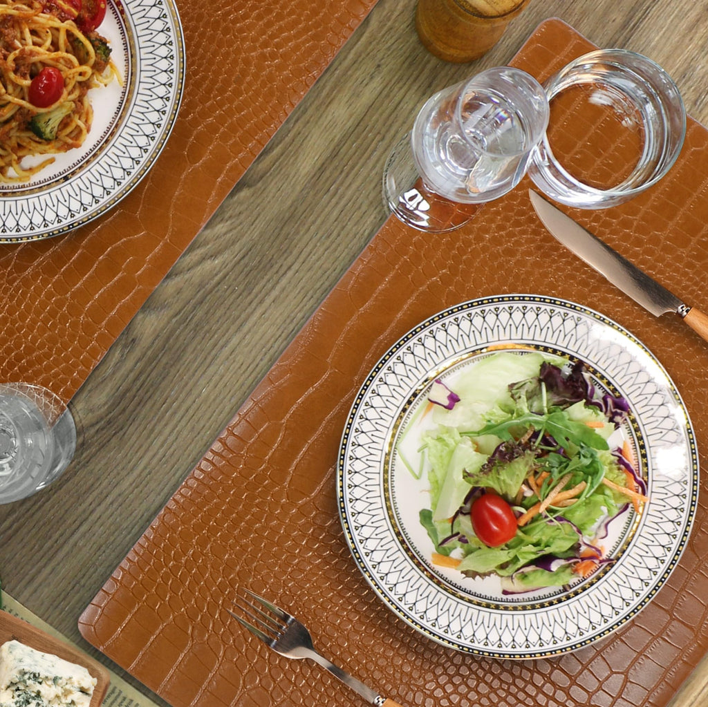 Faux Leather Placemats Set of 8 Brown I72431