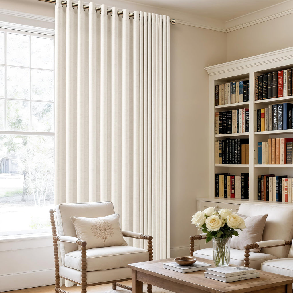 Linen 100 Inch Wide 84 Inch Length Ivory Curtains O4587