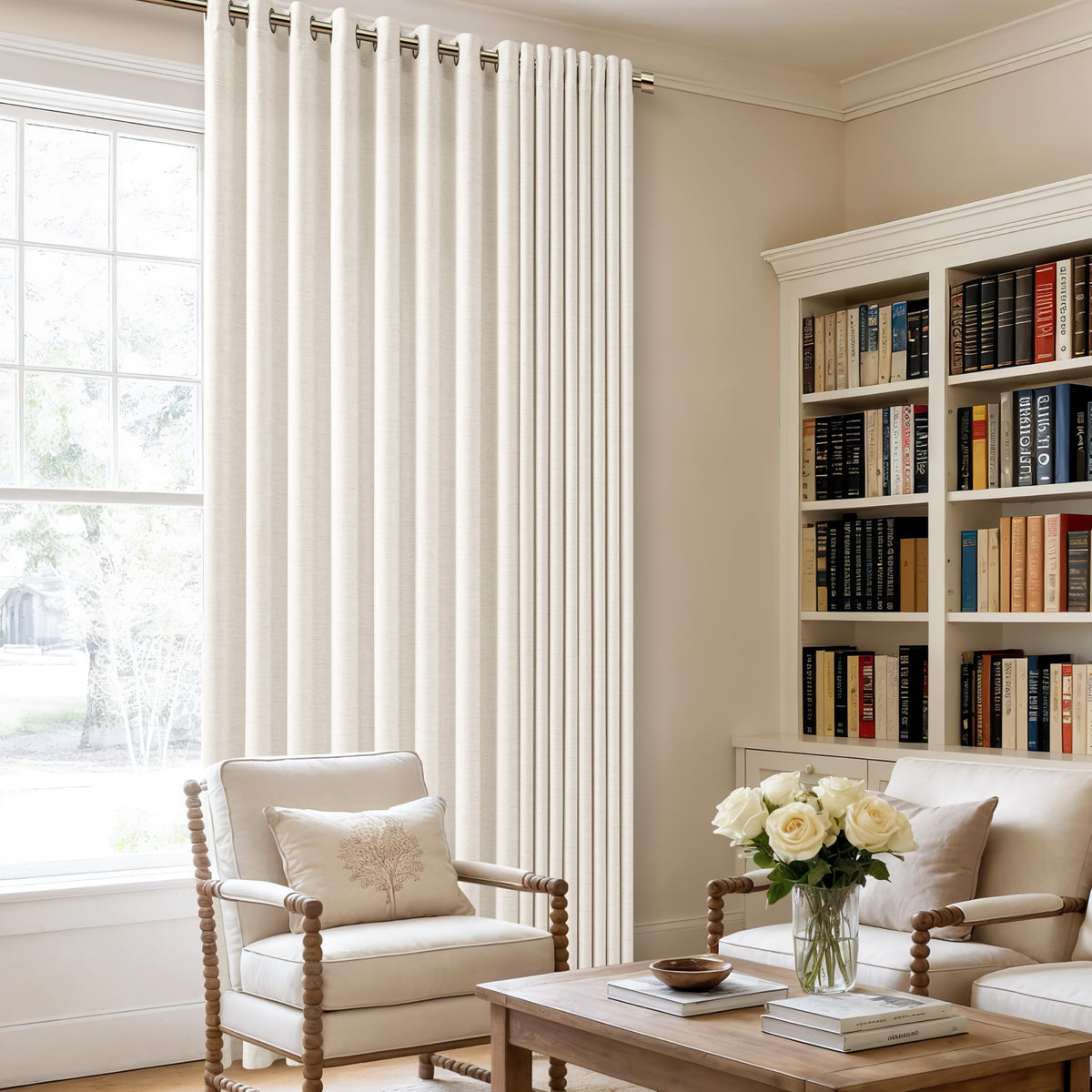 Linen 100 Inch Wide 84 Inch Length Ivory Curtains O4587