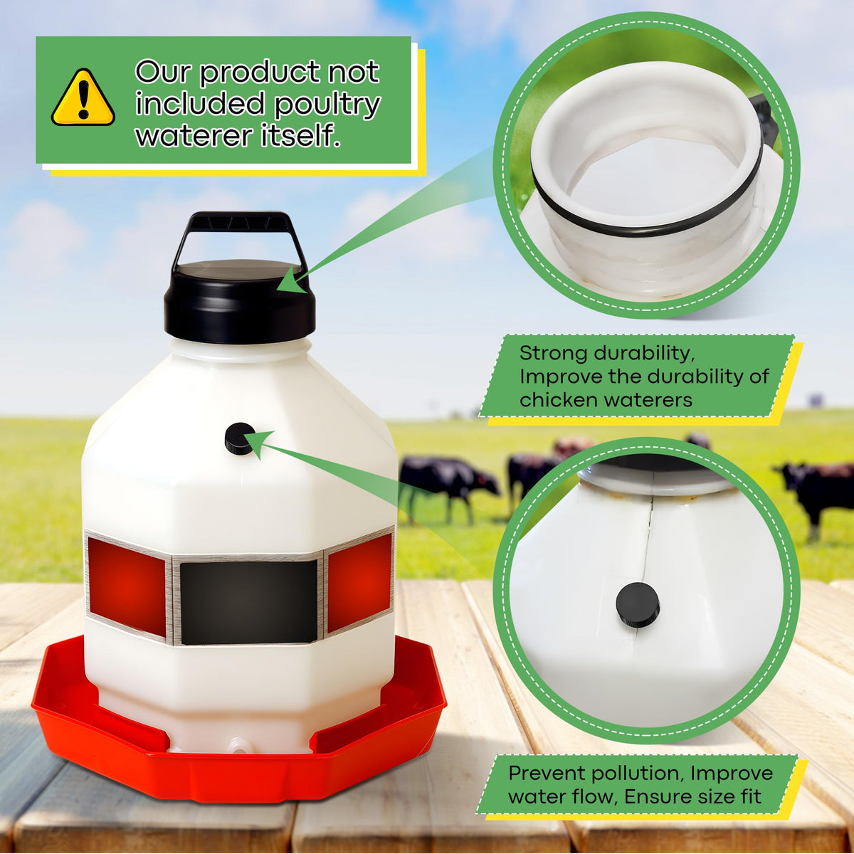 10 Replacement Cap 4 O Ring Black Poultry Waterer Part Q1859