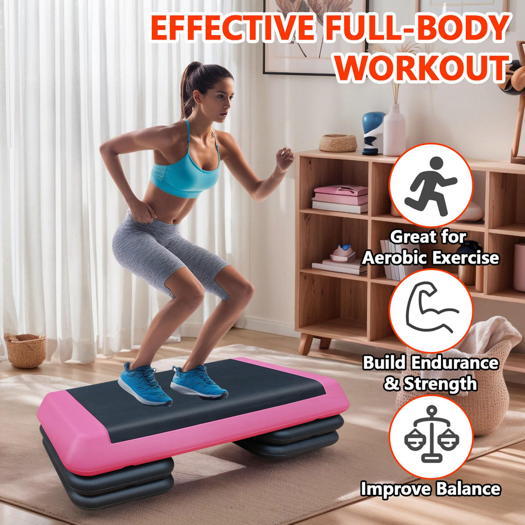 43" Adjustable Aerobic Step Platform with 4 Risers, 550 LBS Capacity Z52088