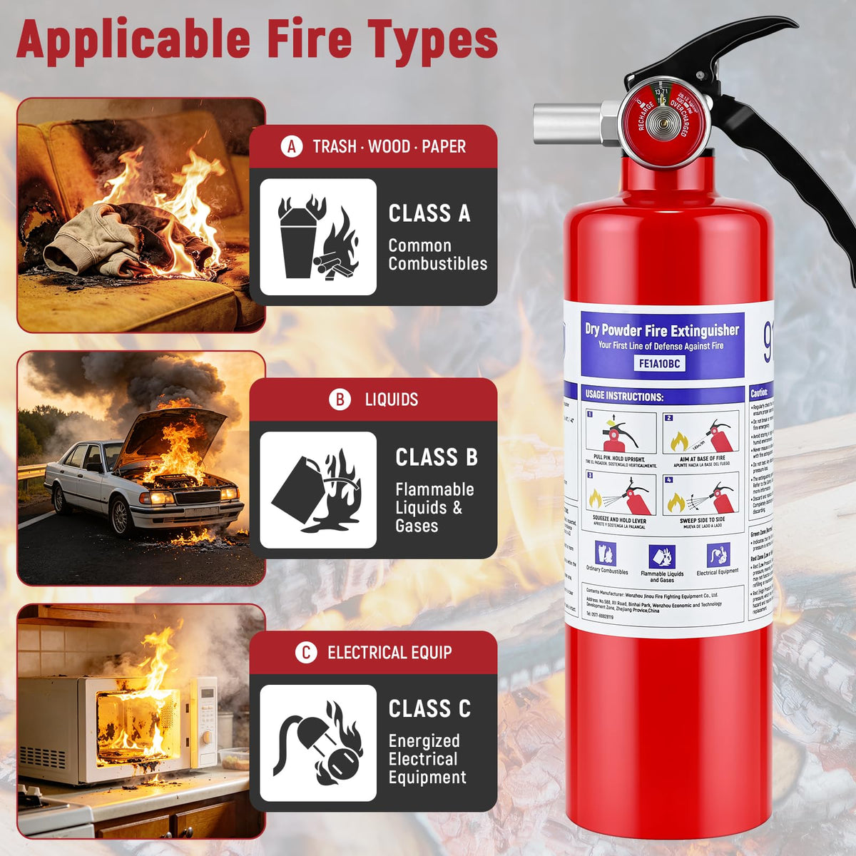 2 Pack 2.5LB ABC Dry Powder Fire Extinguisher Y126466