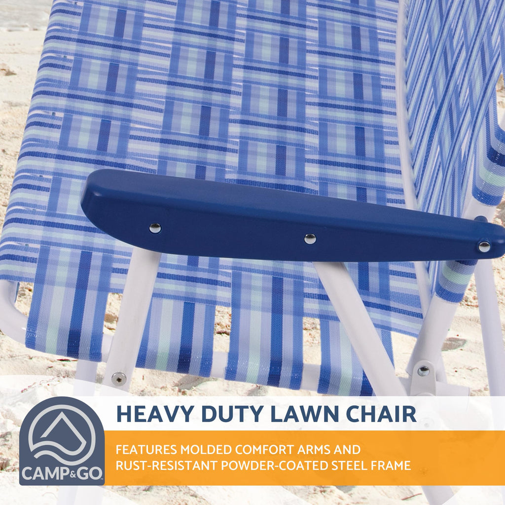 Blue/White Double-Wide Folding Web Lawn Chair N9291
