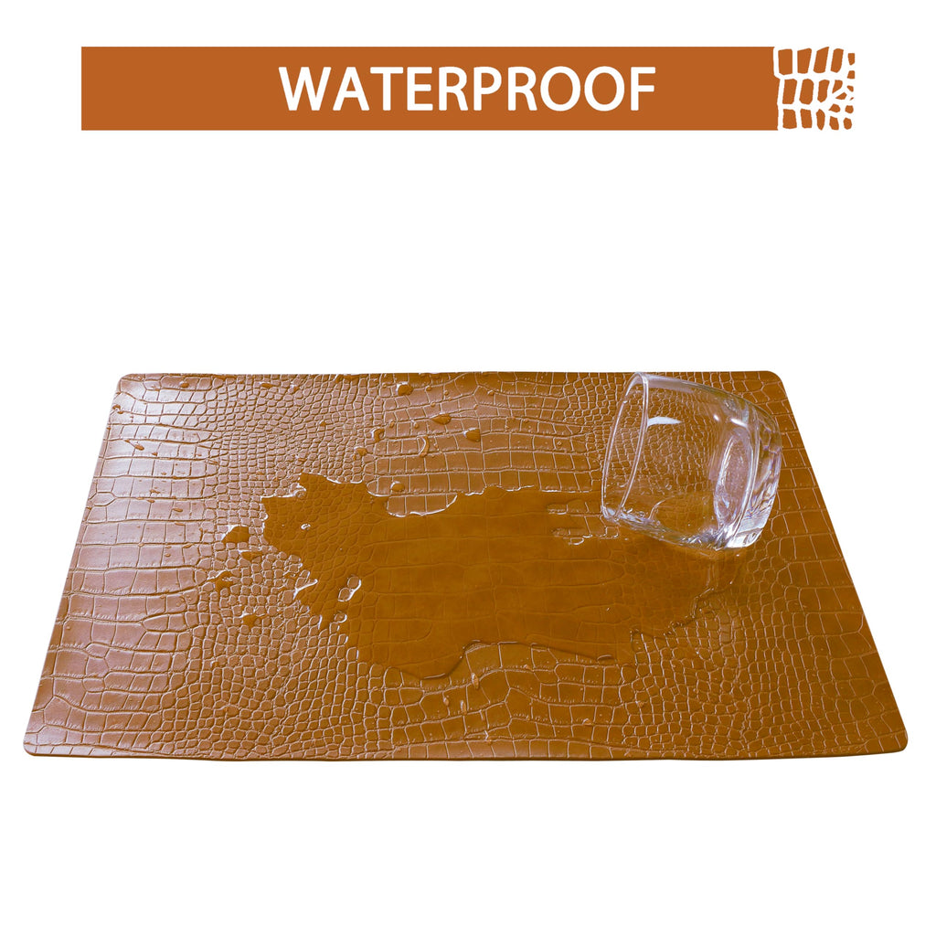 Faux Leather Placemats Set of 8 Brown I72431