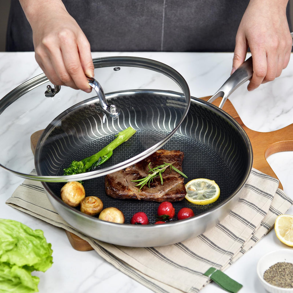 11 IN Glass Lid with Stainless Steel Handle J702