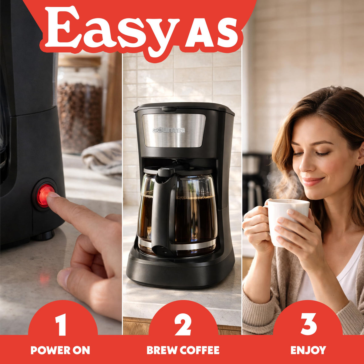 12 Cup Black Glass Carafe Drip Coffee Maker B13796