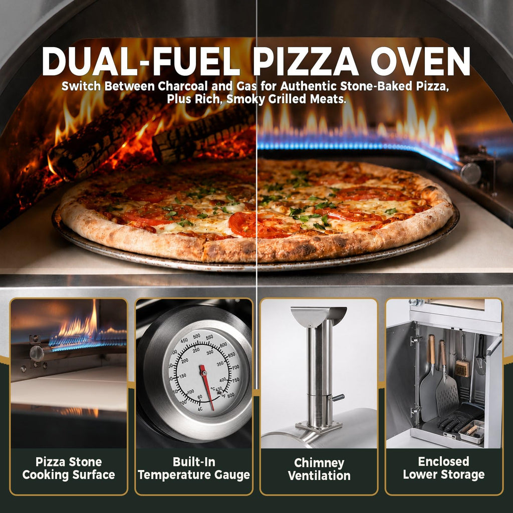 106" Propane BBQ Grill with Pizza Oven A87748